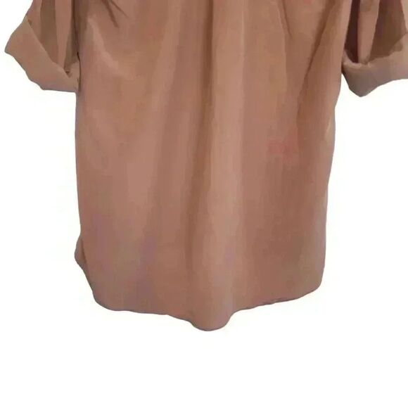 BCBGMAXAZRIA Women's Cantaloupe Silk Roll Tab Sleeves Top - Picture 7 of 9